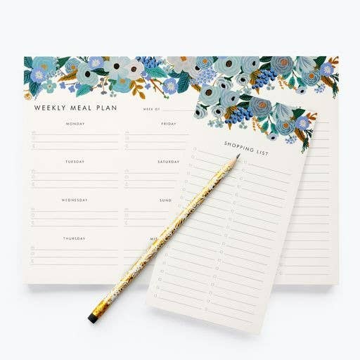 Rifle Paper Co. Garden Party Blue Meal Planner Notepad