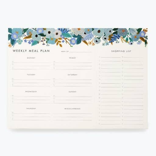 Rifle Paper Co. Garden Party Blue Meal Planner Notepad