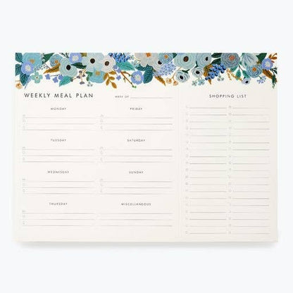 Rifle Paper Co. Garden Party Blue Meal Planner Notepad