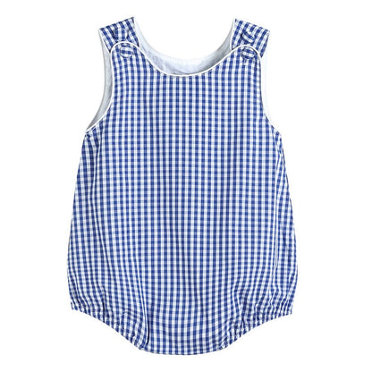 Blue Gingham Baby Bubble Romper