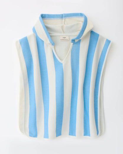 Organic Cotton Toddler Poncho Towel: Blue Wide Stripe / One Size