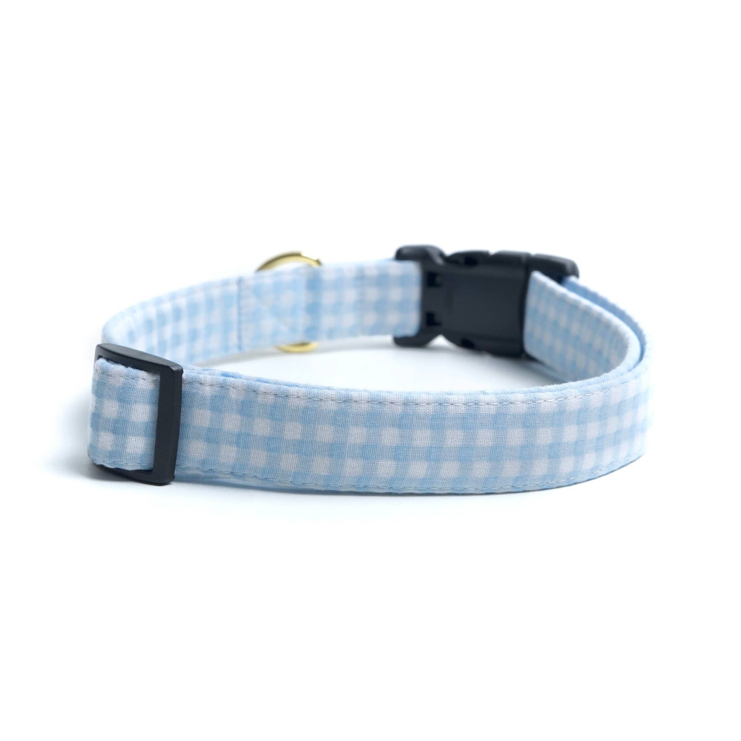 Baby Blue Gingham Dog Collar: Medium
