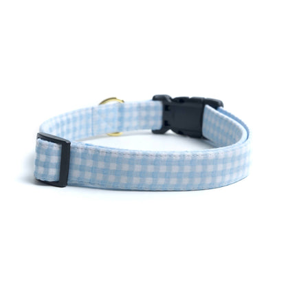 Baby Blue Gingham Dog Collar: Medium