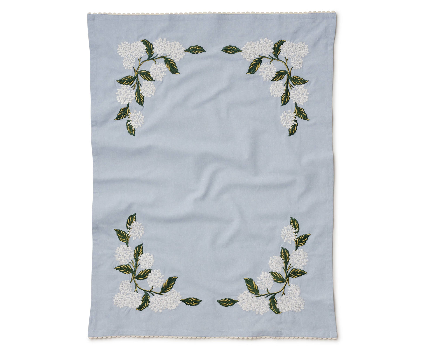 Rifle Paper Co. Hydrangea Embroidered Tea Towel