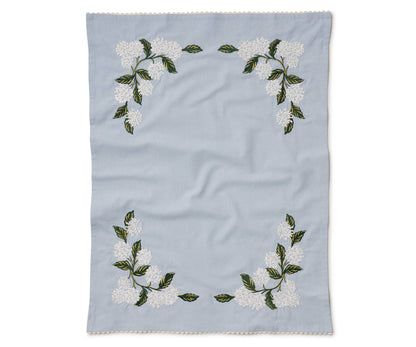 Rifle Paper Co. Hydrangea Embroidered Tea Towel