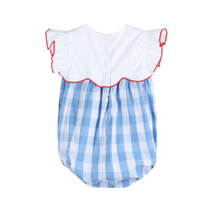 Red, White and Blue Flutter Romper: 3-6m, 6-12m, or 2T