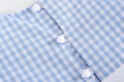 Light Blue Gingham Ruffle Bow Dress