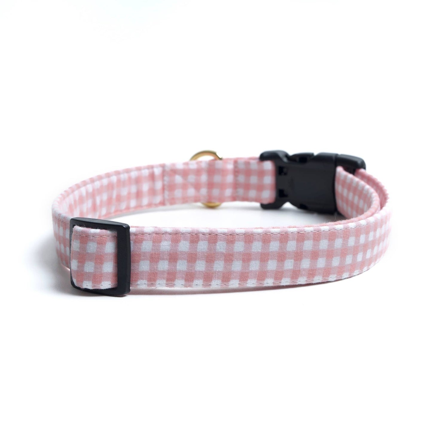 Pink Gingham Dog Collar: Small