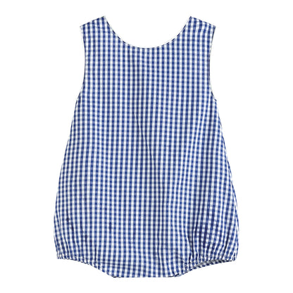 Blue Gingham Baby Bubble Romper