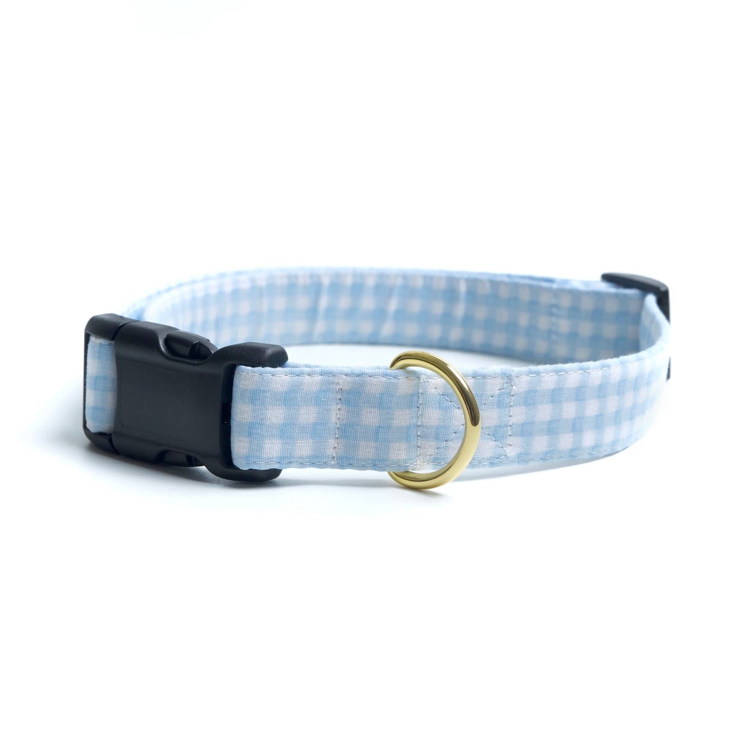 Baby Blue Gingham Dog Collar: Medium