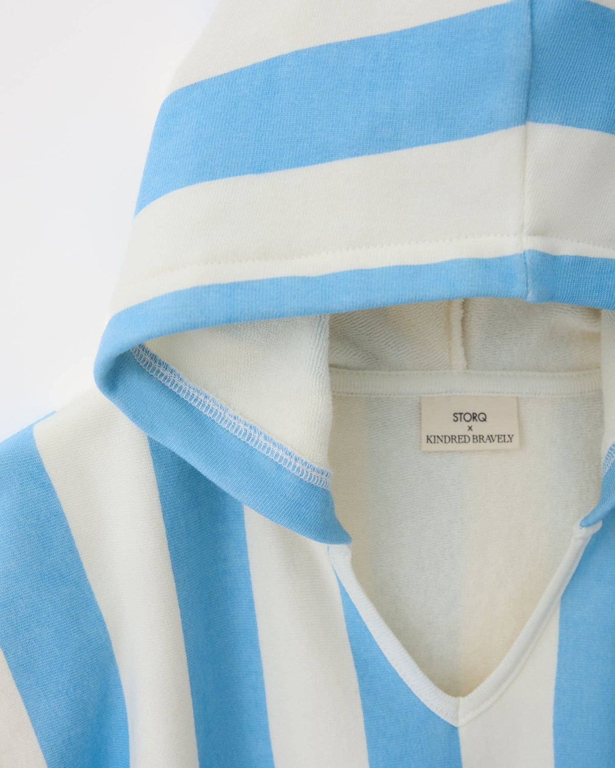 Organic Cotton Toddler Poncho Towel: Blue Wide Stripe / One Size
