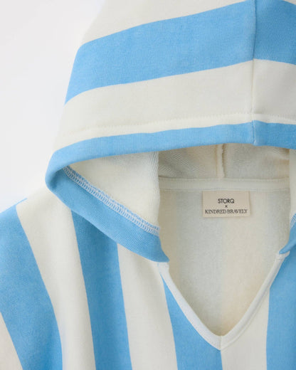 Organic Cotton Toddler Poncho Towel: Blue Wide Stripe / One Size