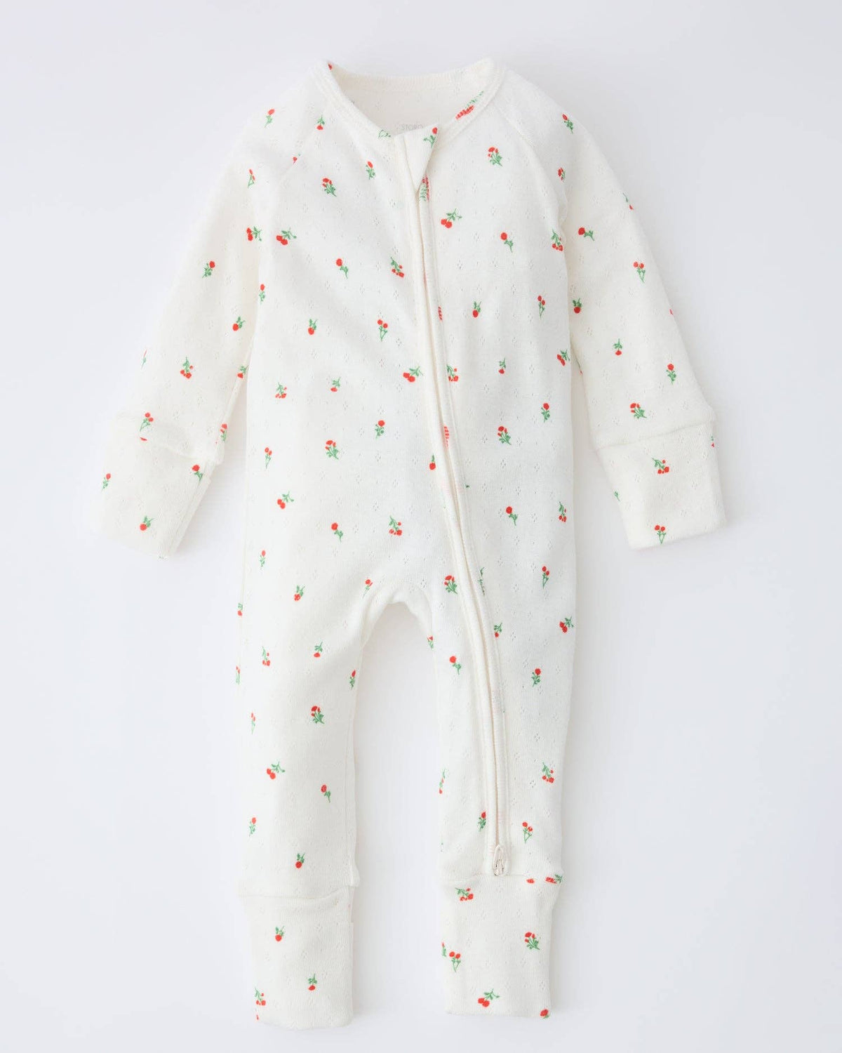 Pointelle Baby Pajama: Blue Candy Stripe / 0-3 Months