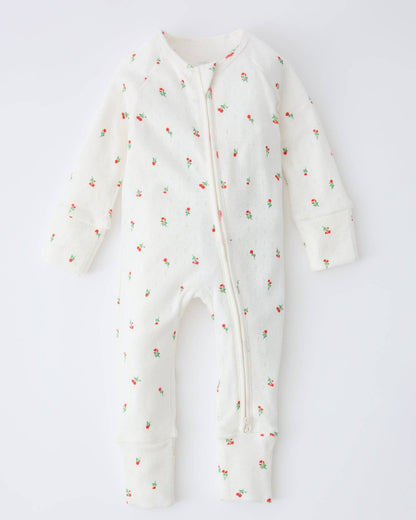 Pointelle Baby Pajama: Blue Candy Stripe / 0-3 Months