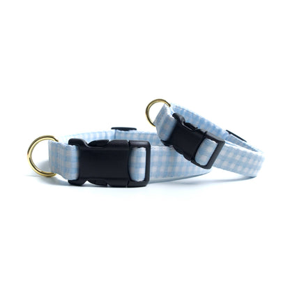 Baby Blue Gingham Dog Collar: Medium