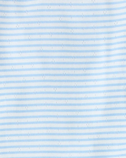 Pointelle Baby Pajama: Blue Candy Stripe / 0-3 Months