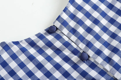 Royal Blue Gingham Ruffle Bow Dress: 2T - 6Y