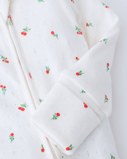 Pointelle Baby Pajama: Blue Candy Stripe / 0-3 Months