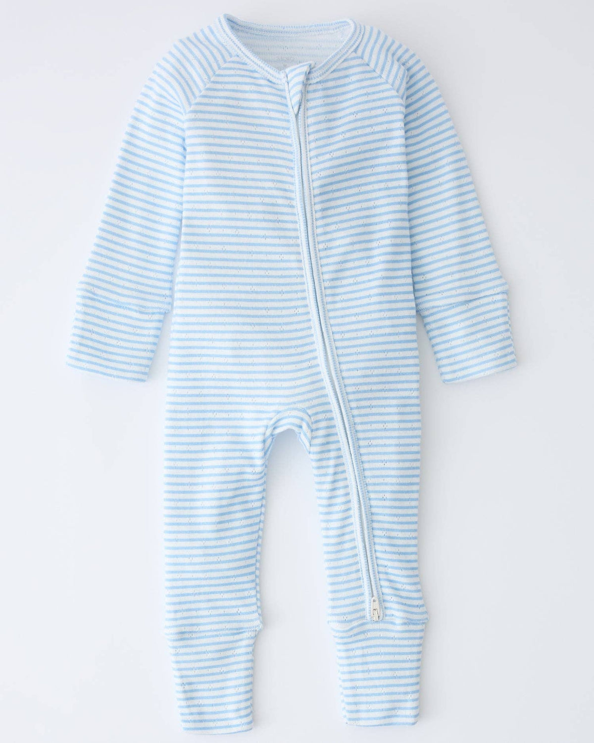 Pointelle Baby Pajama: Blue Candy Stripe / 0-3 Months