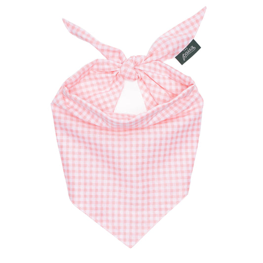 Pink Gingham Dog Bandana: XS