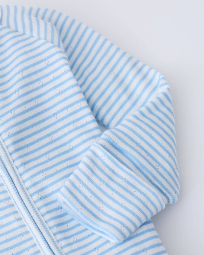 Pointelle Baby Pajama: Blue Candy Stripe / 0-3 Months