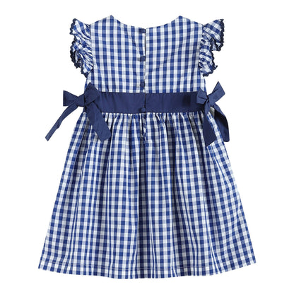 Royal Blue Gingham Ruffle Bow Dress: 2T - 6Y